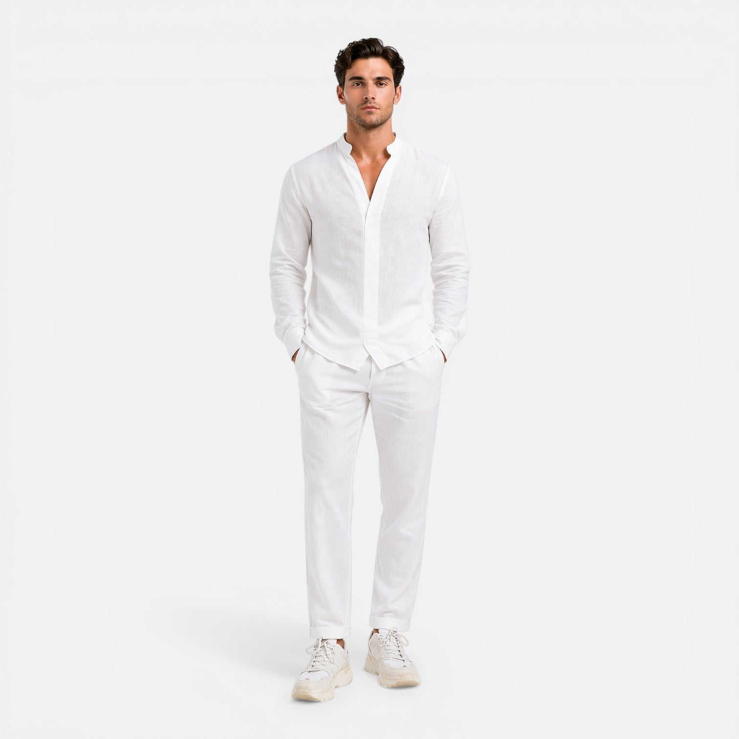 Felorro | Men’s Linen Set Relaxed Fit Matching Shirt and Trousers