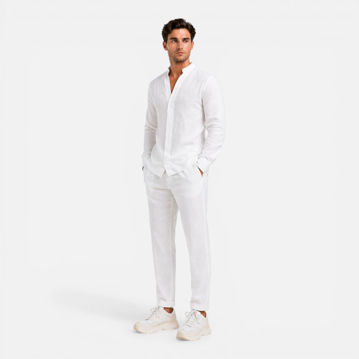 Felorro | Men’s Linen Set Relaxed Fit Matching Shirt and Trousers