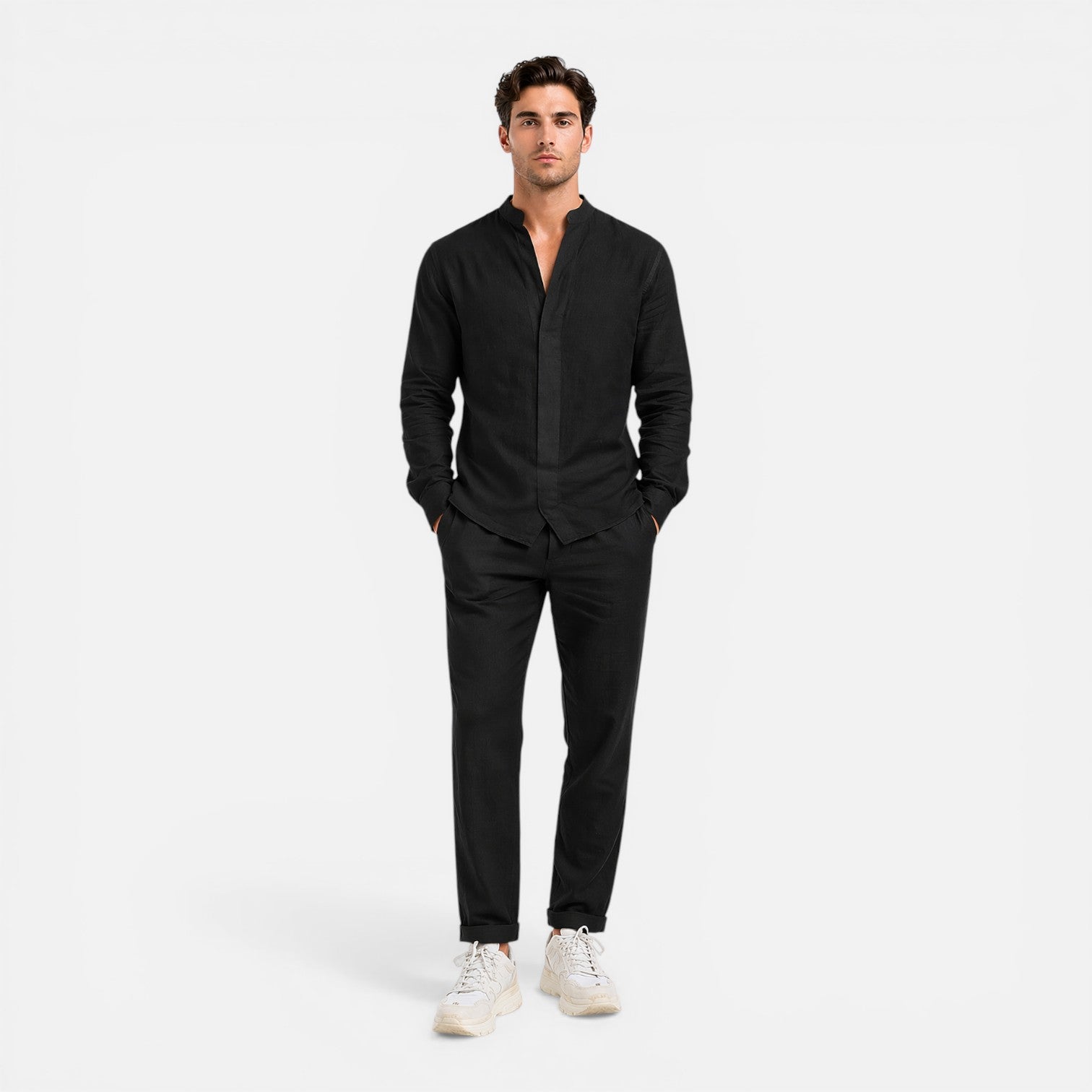 Felorro | Men’s Linen Set Relaxed Fit Matching Shirt and Trousers