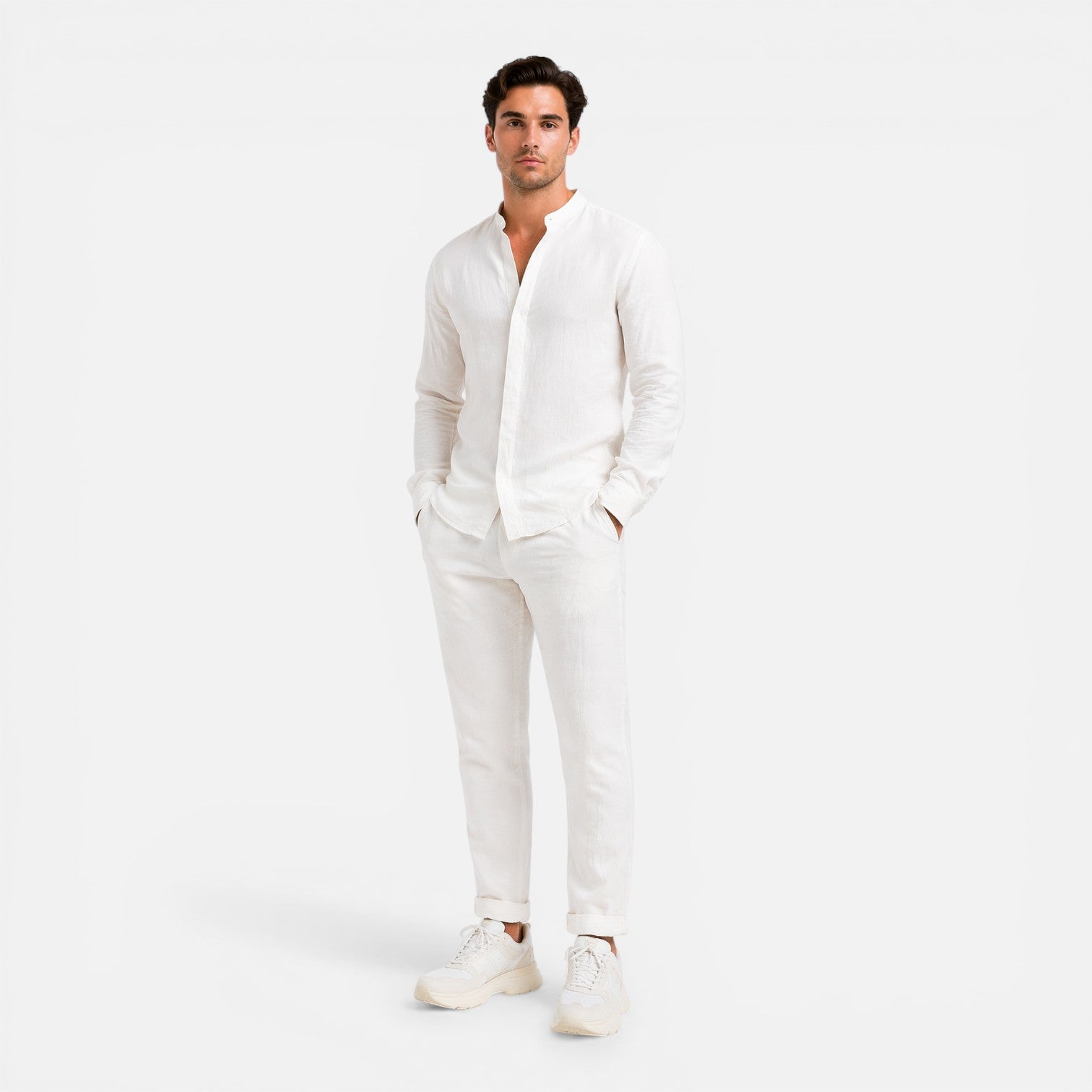 Felorro | Men’s Linen Set Relaxed Fit Matching Shirt and Trousers