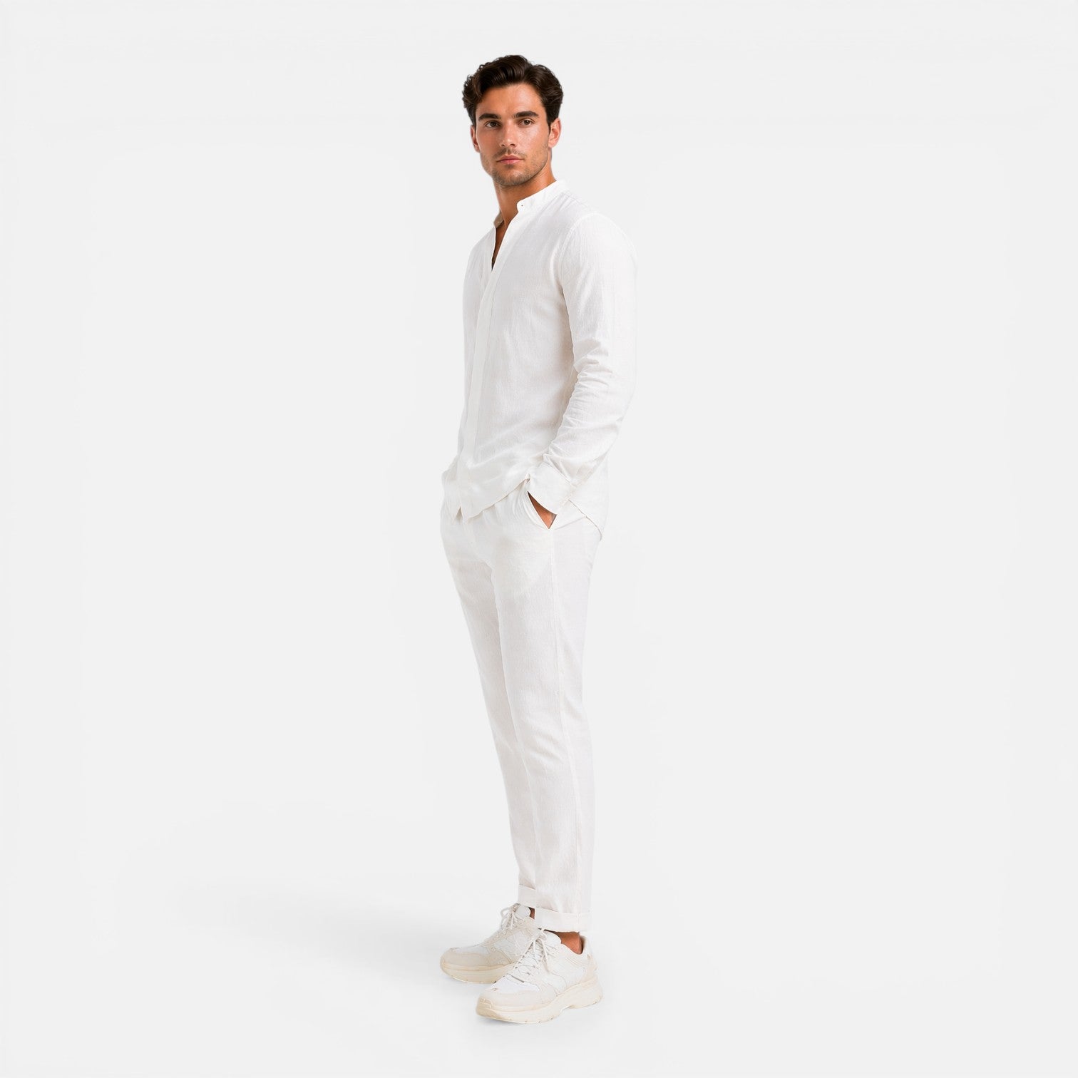 Felorro | Men’s Linen Set Relaxed Fit Matching Shirt and Trousers