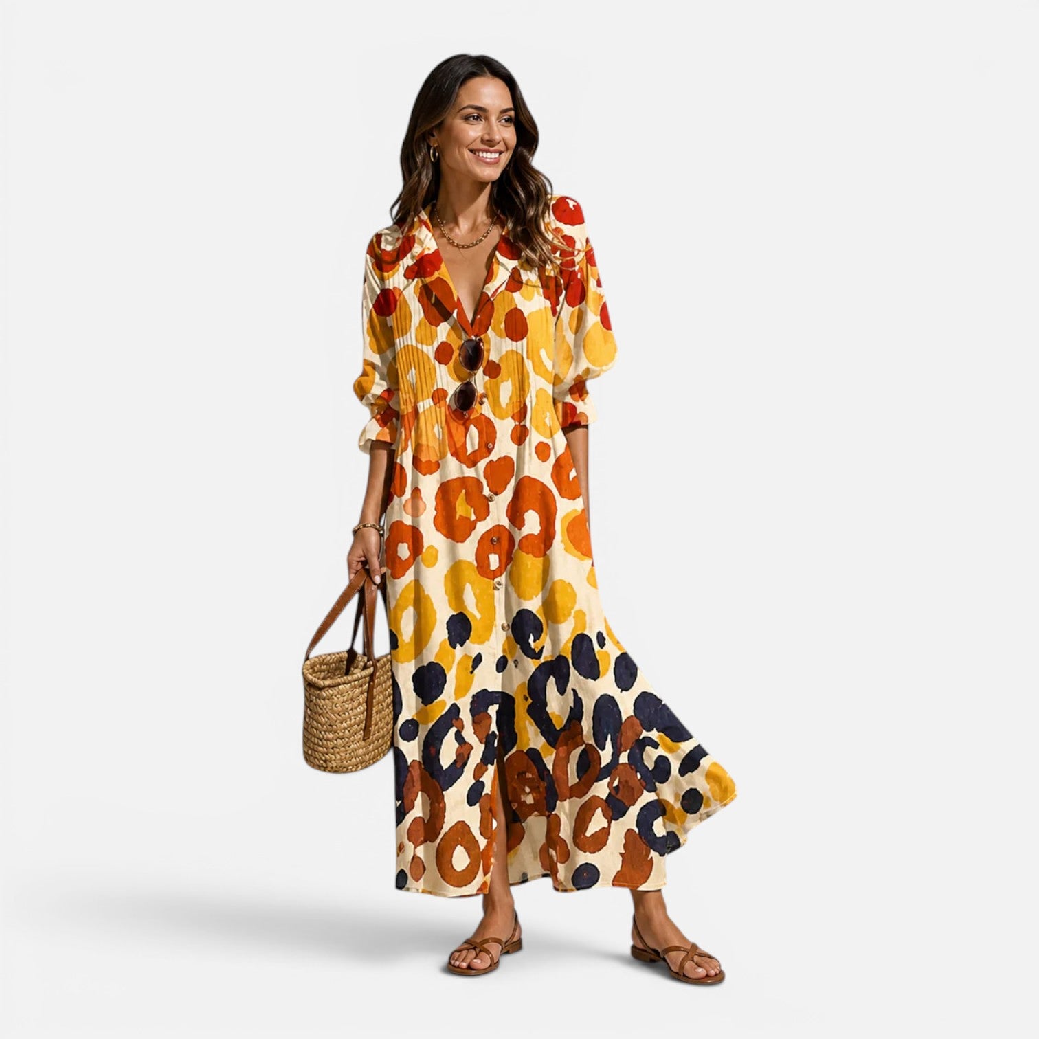 Felorro | Women’s Bohemian Button Maxi Dress Lightweight Relaxed Summer Fit