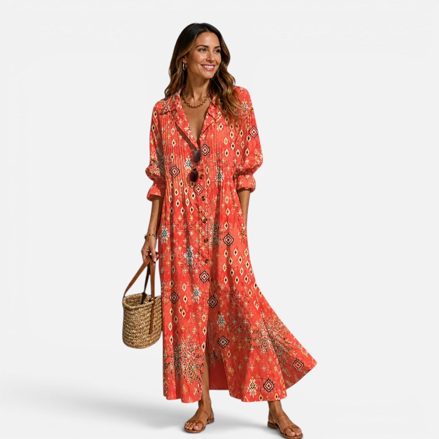 Felorro | Women’s Bohemian Button Maxi Dress Lightweight Relaxed Summer Fit