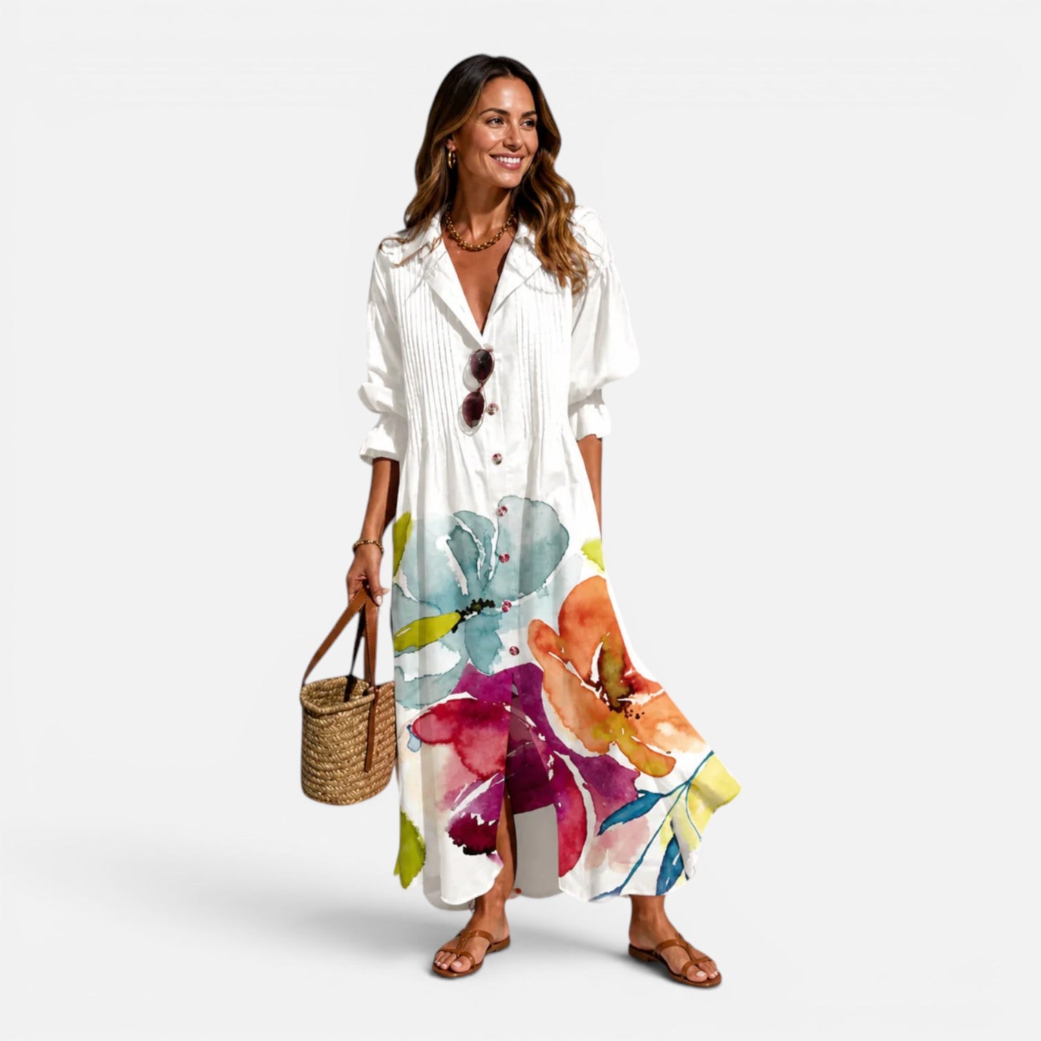 Felorro | Women’s Bohemian Button Maxi Dress Lightweight Relaxed Summer Fit