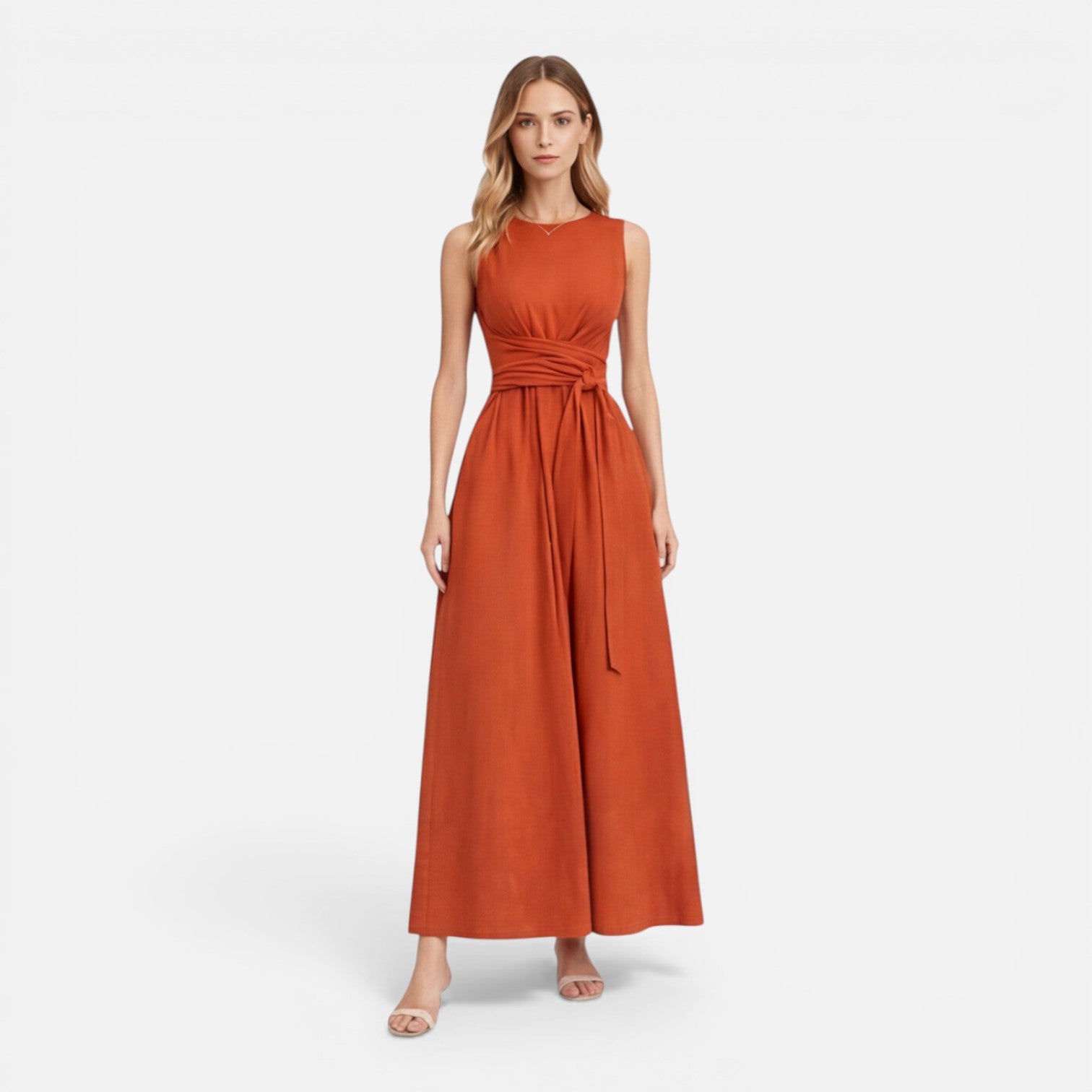 Felorro | Women’s Summer Maxi Dress Elegant Twist Waist Sleeveless