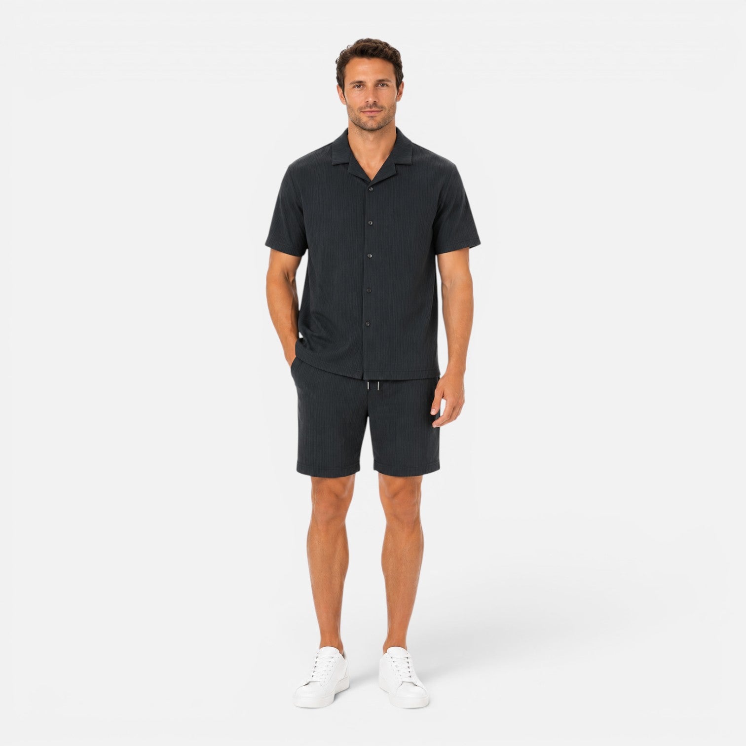 Felorro | Men’s Textured Shirt and Shorts Set Lightweight Summer Outfit