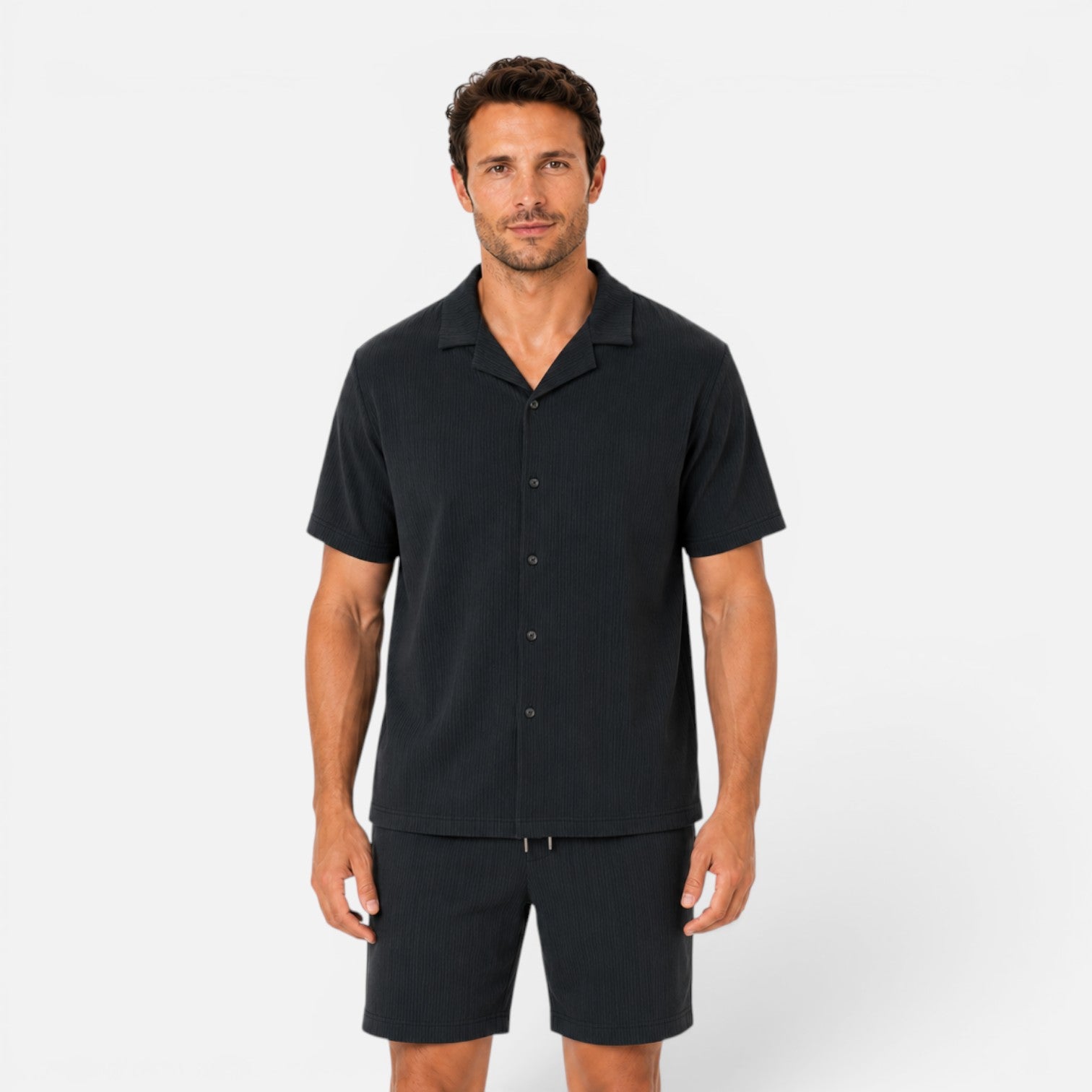 Felorro | Men’s Textured Shirt and Shorts Set Lightweight Summer Outfit