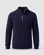 Men’s Cable Knit Quarter-Zip Mock Neck Sweater