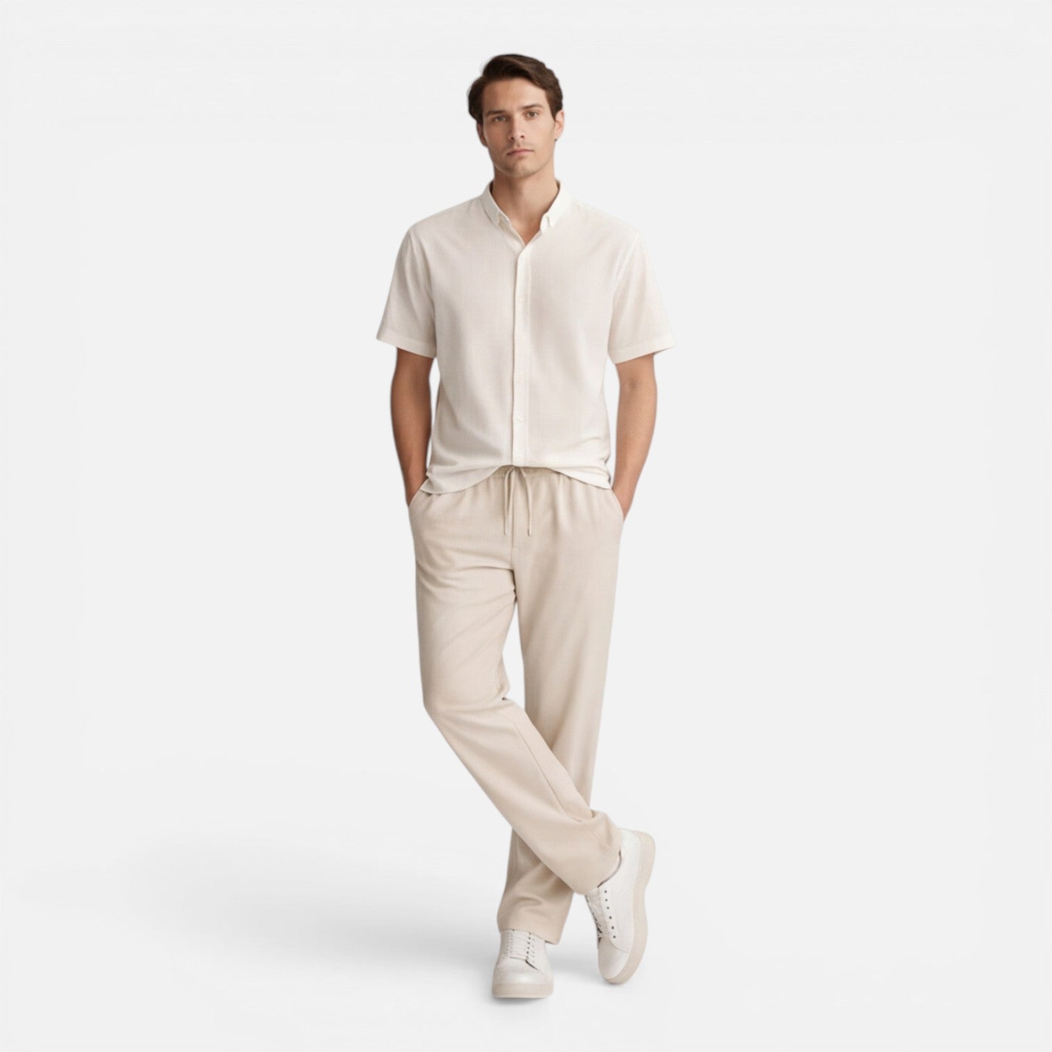 Felorro | Men’s Casual 2 Piece Set Short Sleeve Shirt Pants