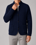 Men’s Chunky Knit Cardigan with Stand Collar
