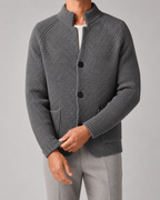 Men’s Chunky Knit Cardigan with Stand Collar