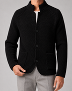 Men’s Chunky Knit Cardigan with Stand Collar