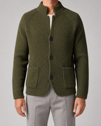 Men’s Chunky Knit Cardigan with Stand Collar