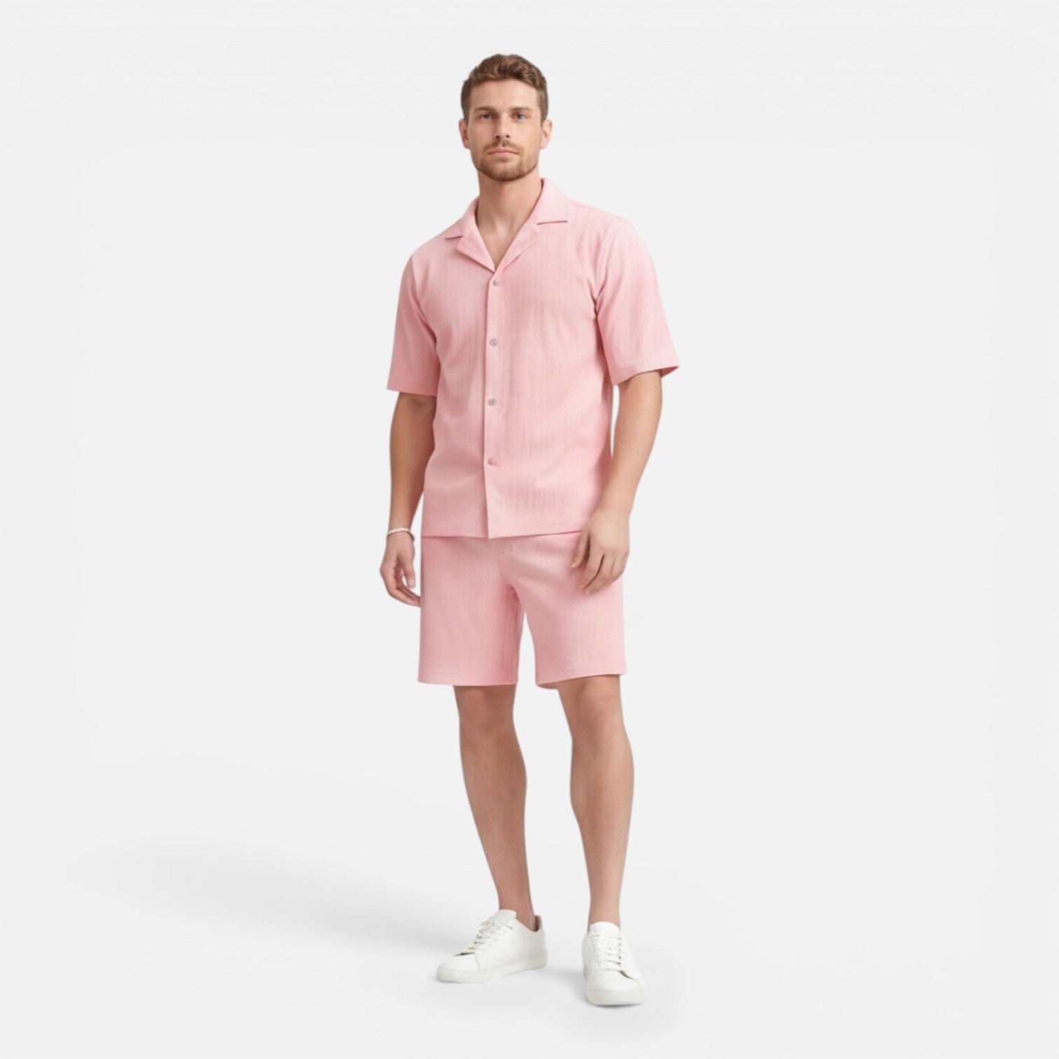 Felorro | Men’s Corduroy Shirt and Shorts Set Casual Summer Outfit