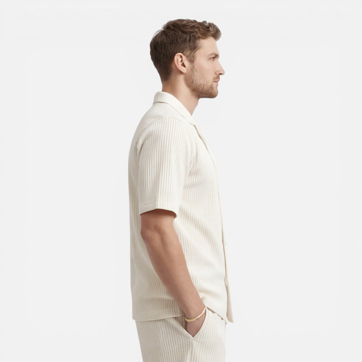 Felorro | Men’s Corduroy Shirt and Shorts Set Casual Summer Outfit