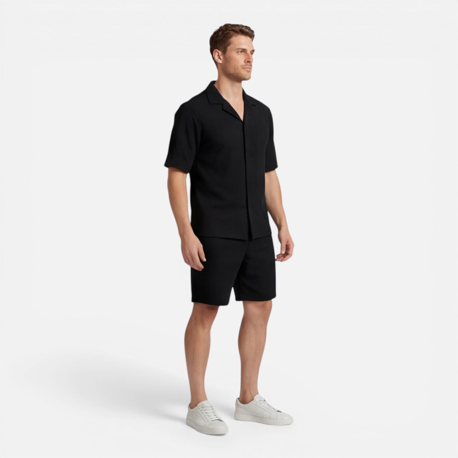 Felorro | Men’s Corduroy Shirt and Shorts Set Casual Summer Outfit