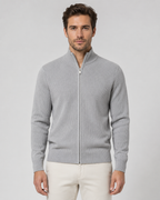 Men’s Full-Zip Knit Cardigan with Stand Collar
