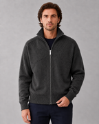 Men’s Full Zip Knit Cardigan – Stand Collar Sweater