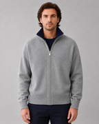 Men’s Full Zip Knit Cardigan – Stand Collar Sweater