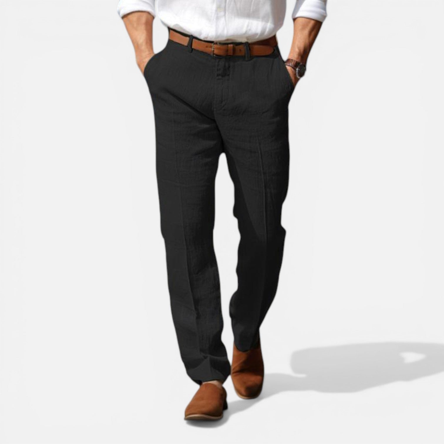Felorro | Men’s Linen Pants Tailored Fit Breathable Summer Trousers
