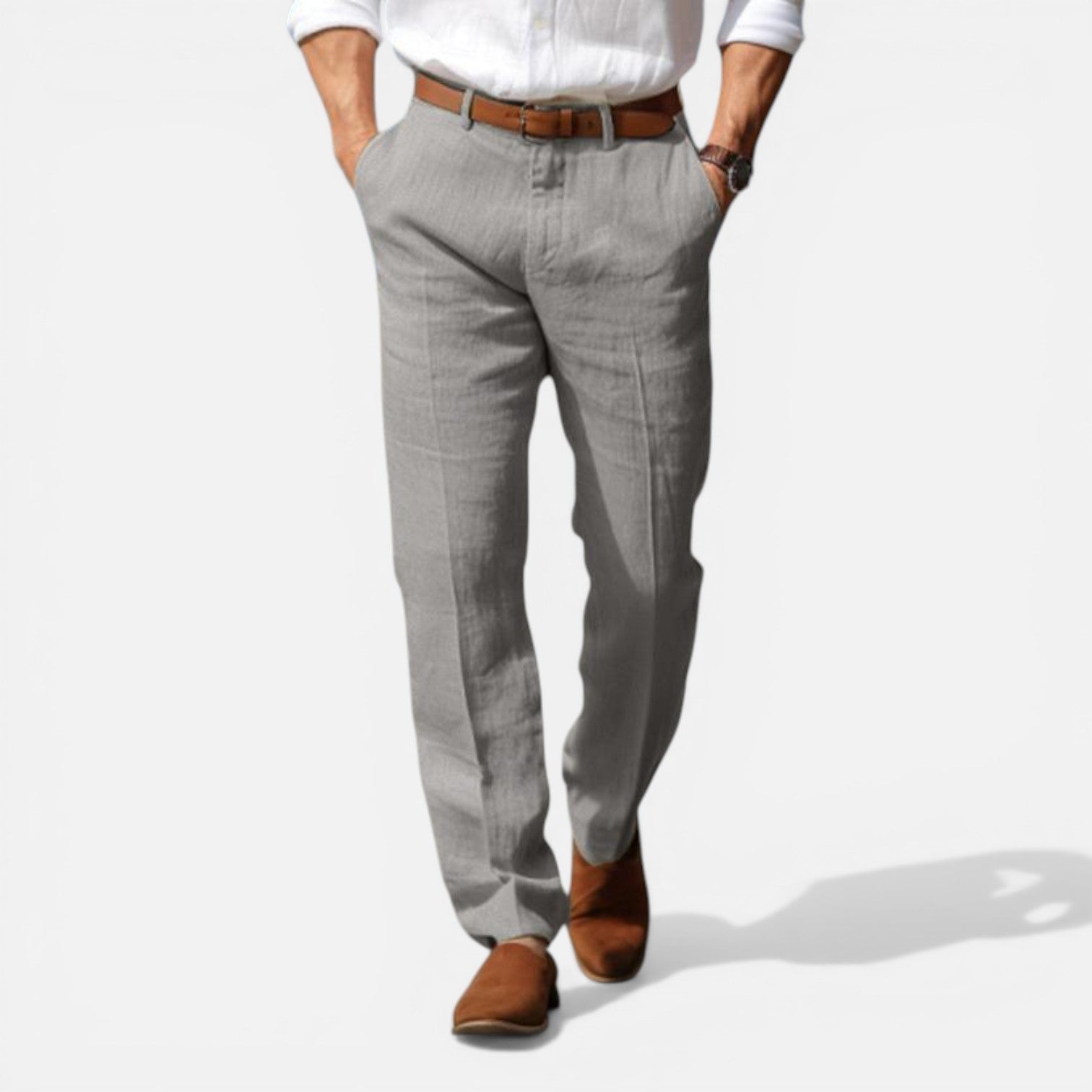 Felorro | Men’s Linen Pants Tailored Fit Breathable Summer Trousers