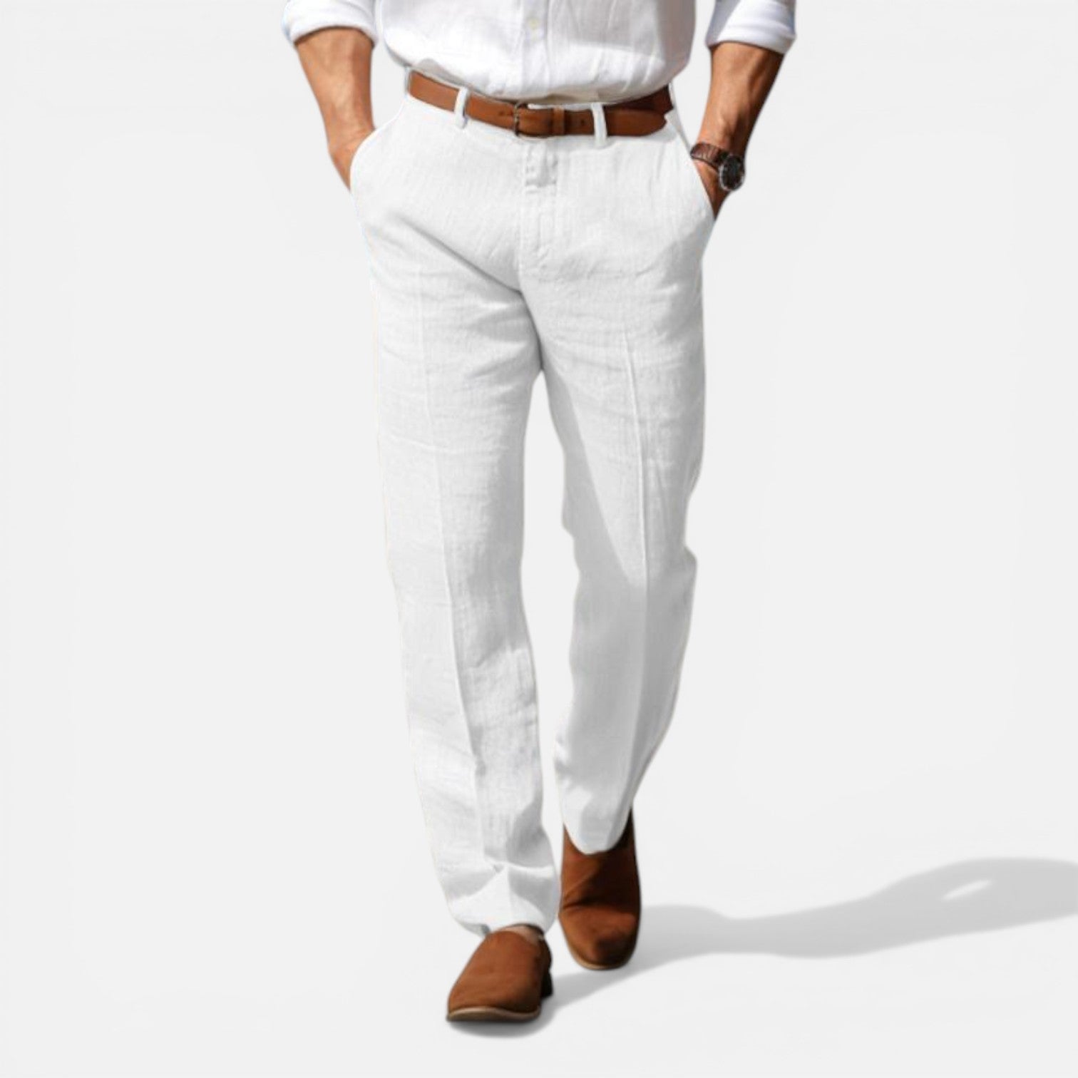 Felorro | Men’s Linen Pants Tailored Fit Breathable Summer Trousers