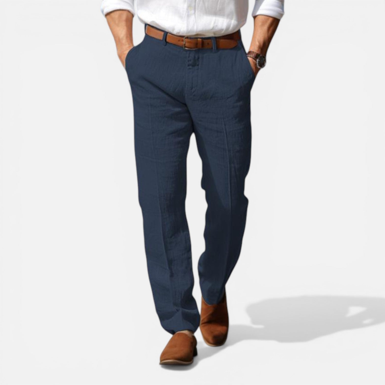 Felorro | Men’s Linen Pants Tailored Fit Breathable Summer Trousers