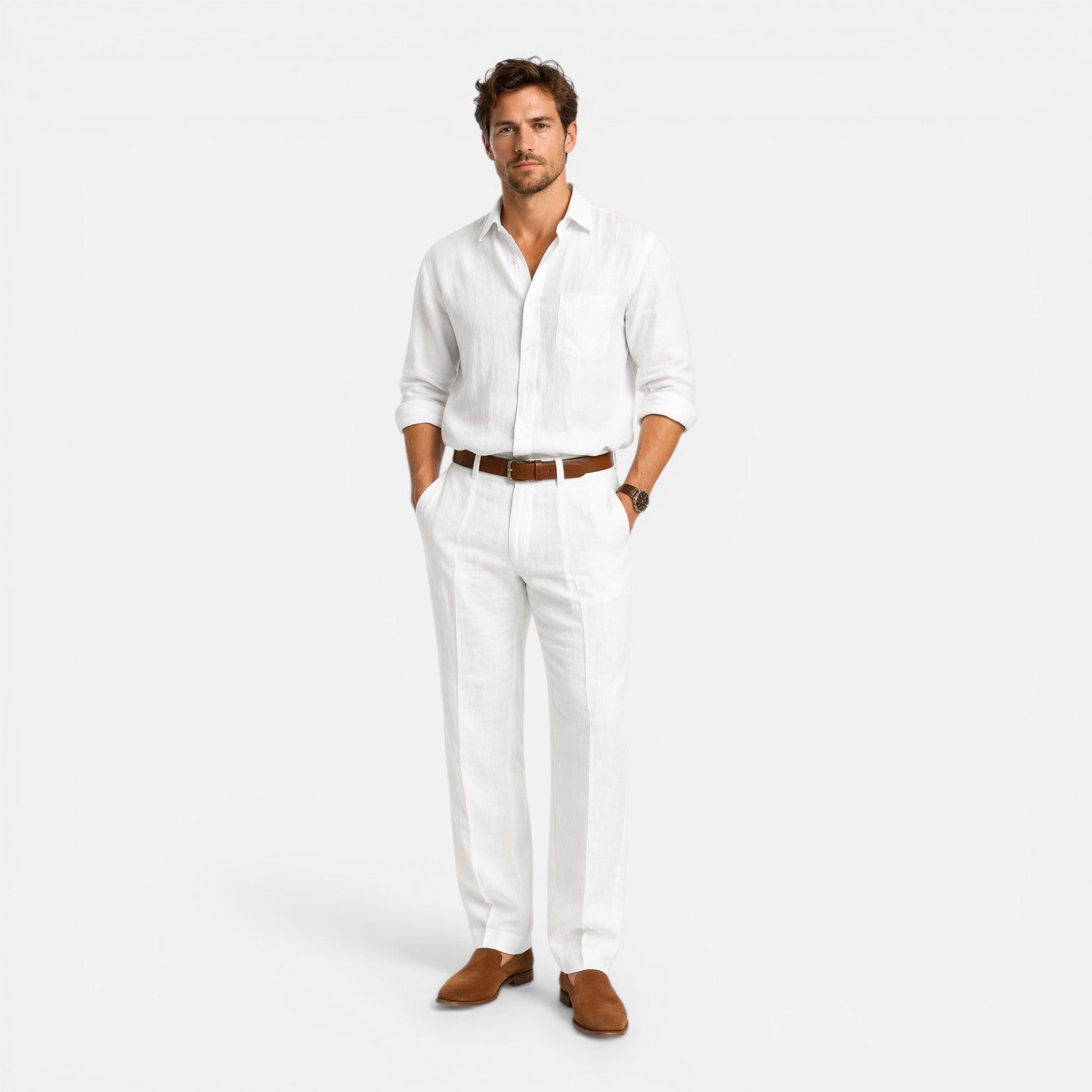 Felorro | Men’s Linen Pants Tailored Fit Breathable Summer Trousers