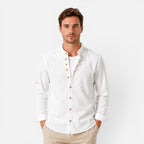Men's Mandarin Collar Shirt Casual Long Sleeve Button Up