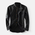 Men's Mandarin Collar Shirt Casual Long Sleeve Button Up