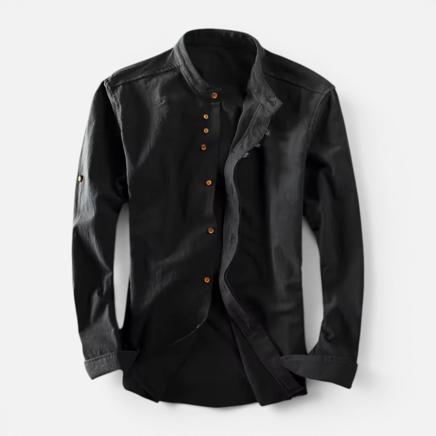 Men's Mandarin Collar Shirt Casual Long Sleeve Button Up