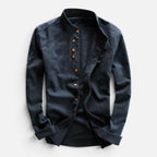Men's Mandarin Collar Shirt Casual Long Sleeve Button Up