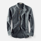 Men's Mandarin Collar Shirt Casual Long Sleeve Button Up