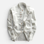 Men's Mandarin Collar Shirt Casual Long Sleeve Button Up