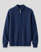 Men’s Merino Wool Zip-Up Cardigan – Stand Collar Knit