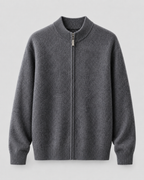 Men’s Merino Wool Zip-Up Cardigan – Stand Collar Knit