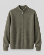 Men’s Merino Wool Zip-Up Cardigan – Stand Collar Knit