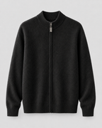 Men’s Merino Wool Zip-Up Cardigan – Stand Collar Knit