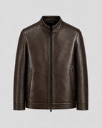 Men’s PU Leather Stand Collar Zip Jacket