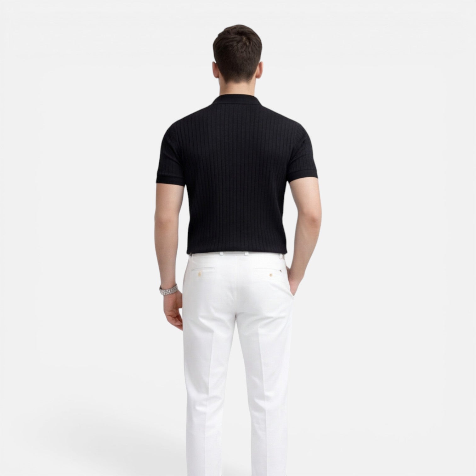 Felorro | Men’s Ribbed Knit Polo Shirt Premium Cotton Slim Fit