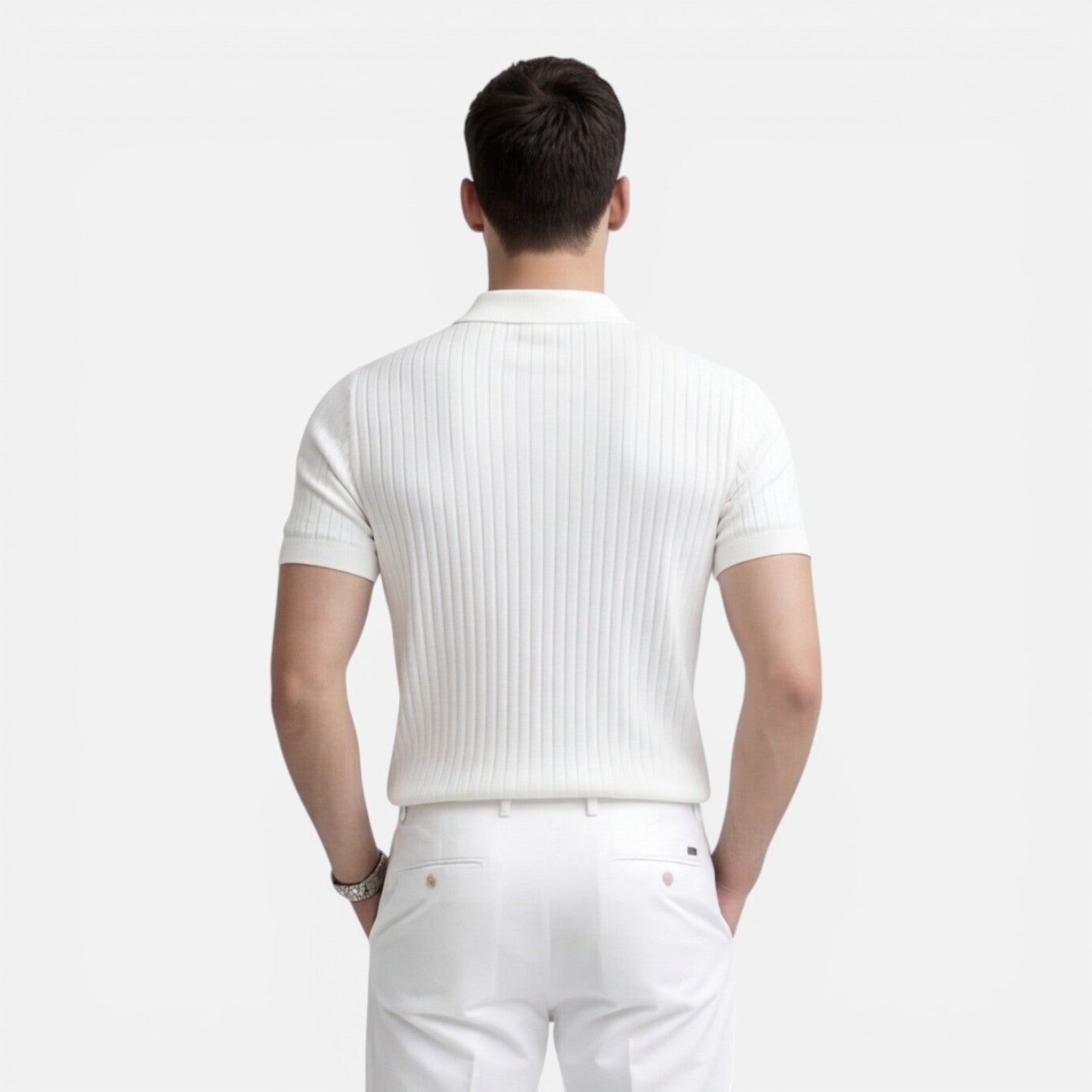 Felorro | Men’s Ribbed Knit Polo Shirt Premium Cotton Slim Fit