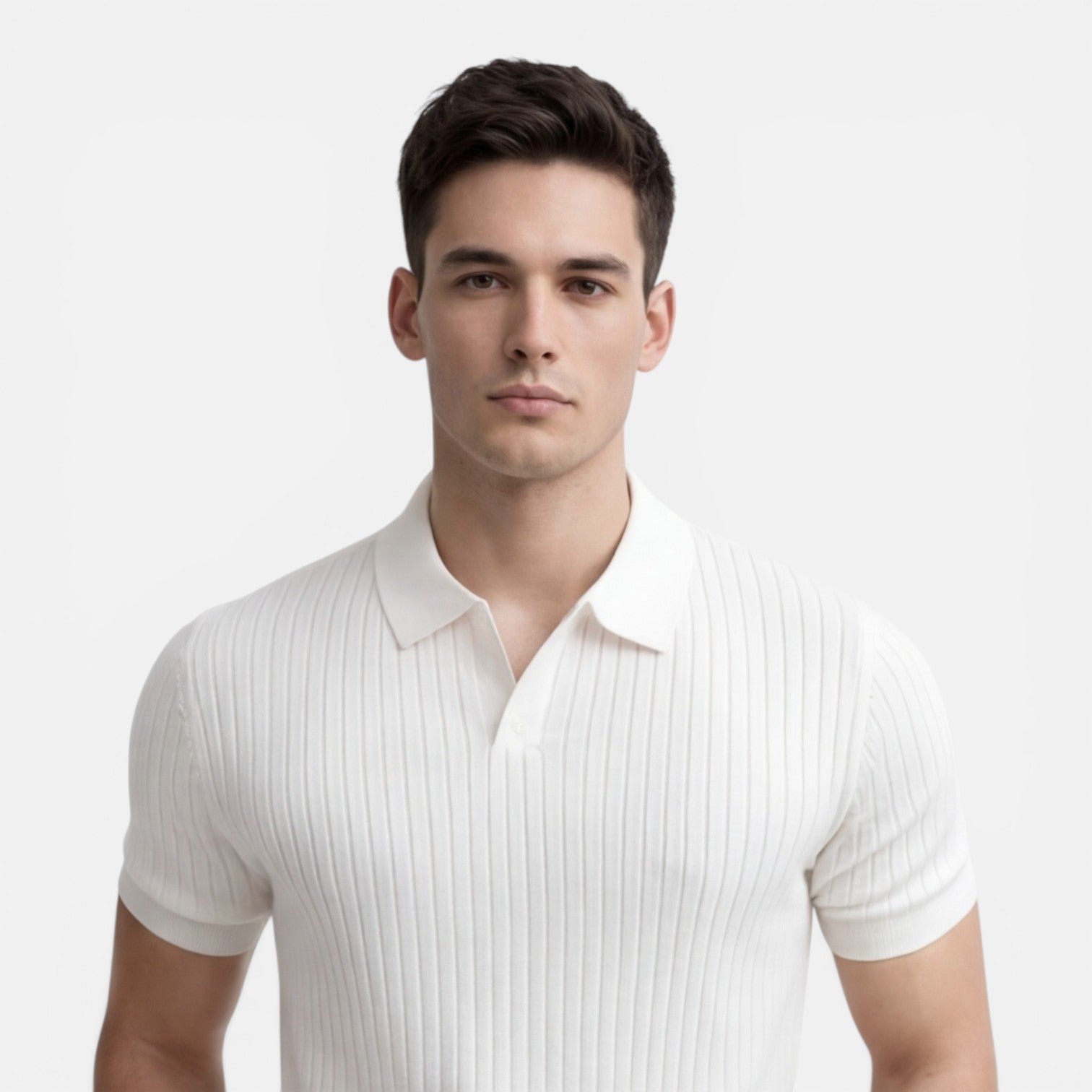 Felorro | Men’s Ribbed Knit Polo Shirt Premium Cotton Slim Fit