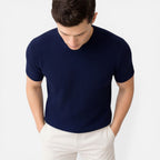 Felorro | Men’s Ribbed Knit T Shirt Slim Fit Lightweight Summer Tee
