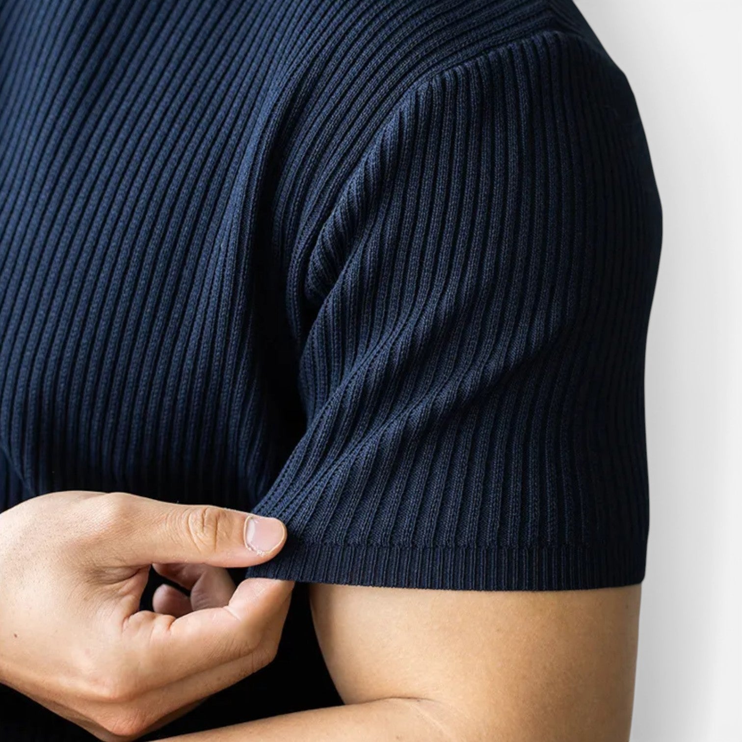 Felorro | Men’s Ribbed Knit T Shirt Slim Fit Lightweight Summer Tee