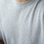 Felorro | Men’s Ribbed Knit T Shirt Slim Fit Lightweight Summer Tee