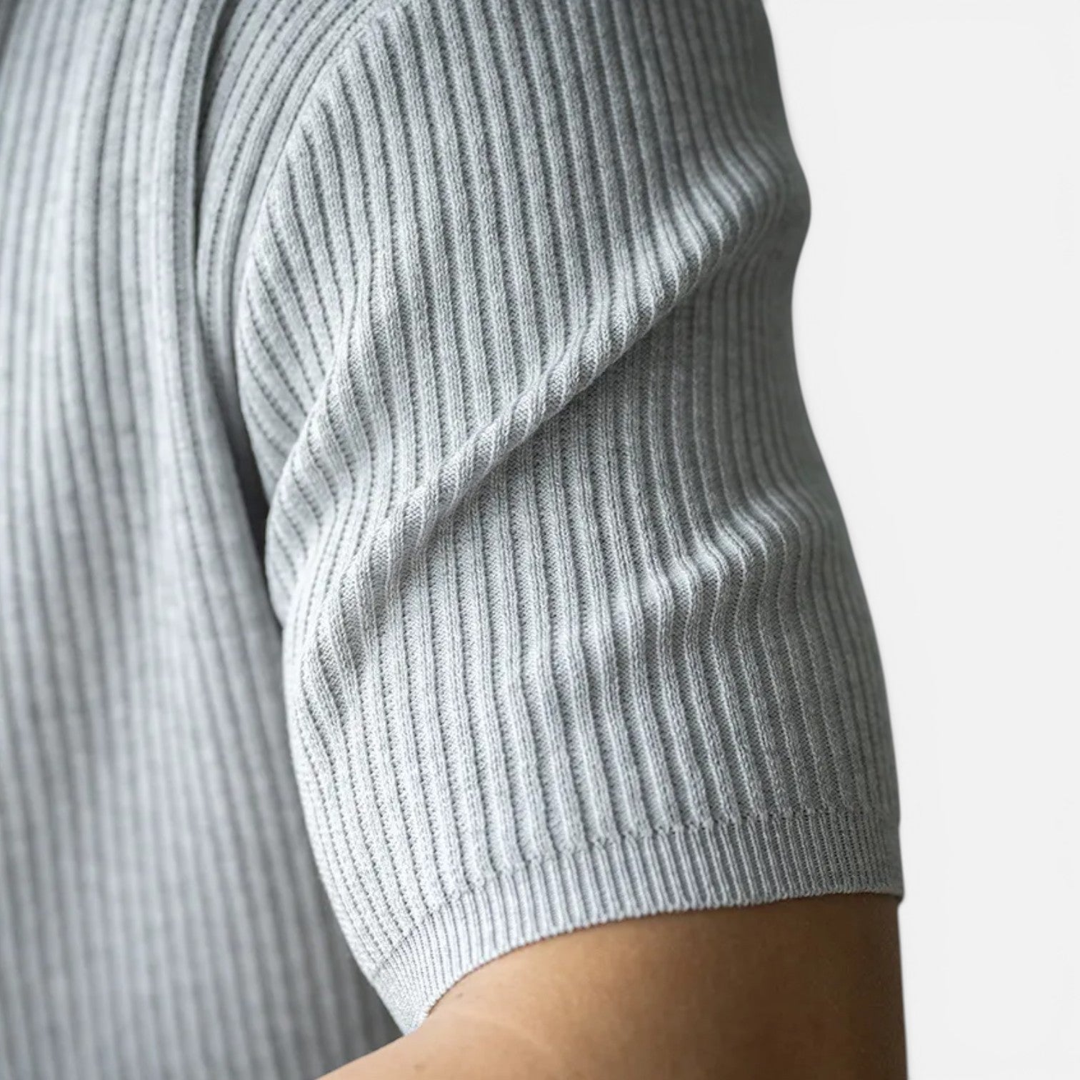 Felorro | Men’s Ribbed Knit T Shirt Slim Fit Lightweight Summer Tee