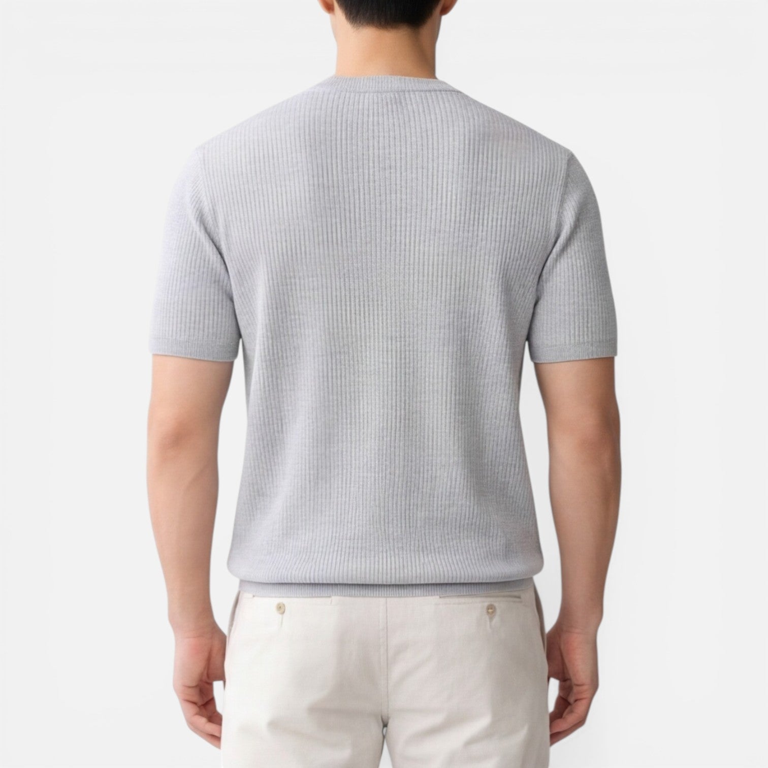 Felorro | Men’s Ribbed Knit T Shirt Slim Fit Lightweight Summer Tee