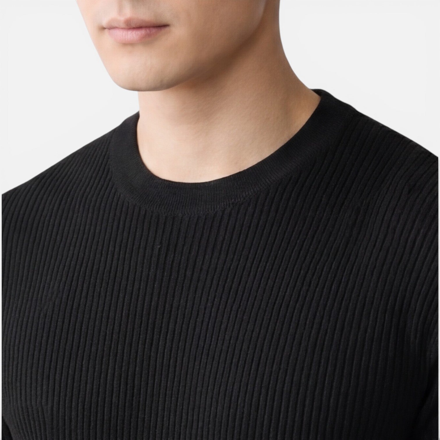 Felorro | Men’s Ribbed Knit T Shirt Slim Fit Lightweight Summer Tee