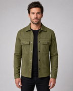 Men’s Suede Overshirt Jacket – Slim Utility Fit