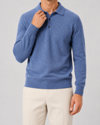 Men’s Wool Polo Sweater – Long Sleeve Knit Polo